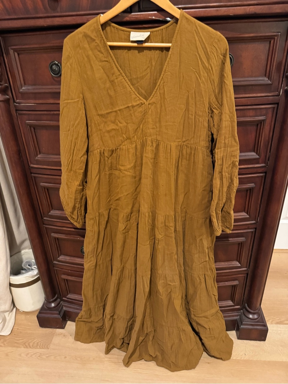 Universal Thread Mustard Tiered V-Neck Maxi Dress